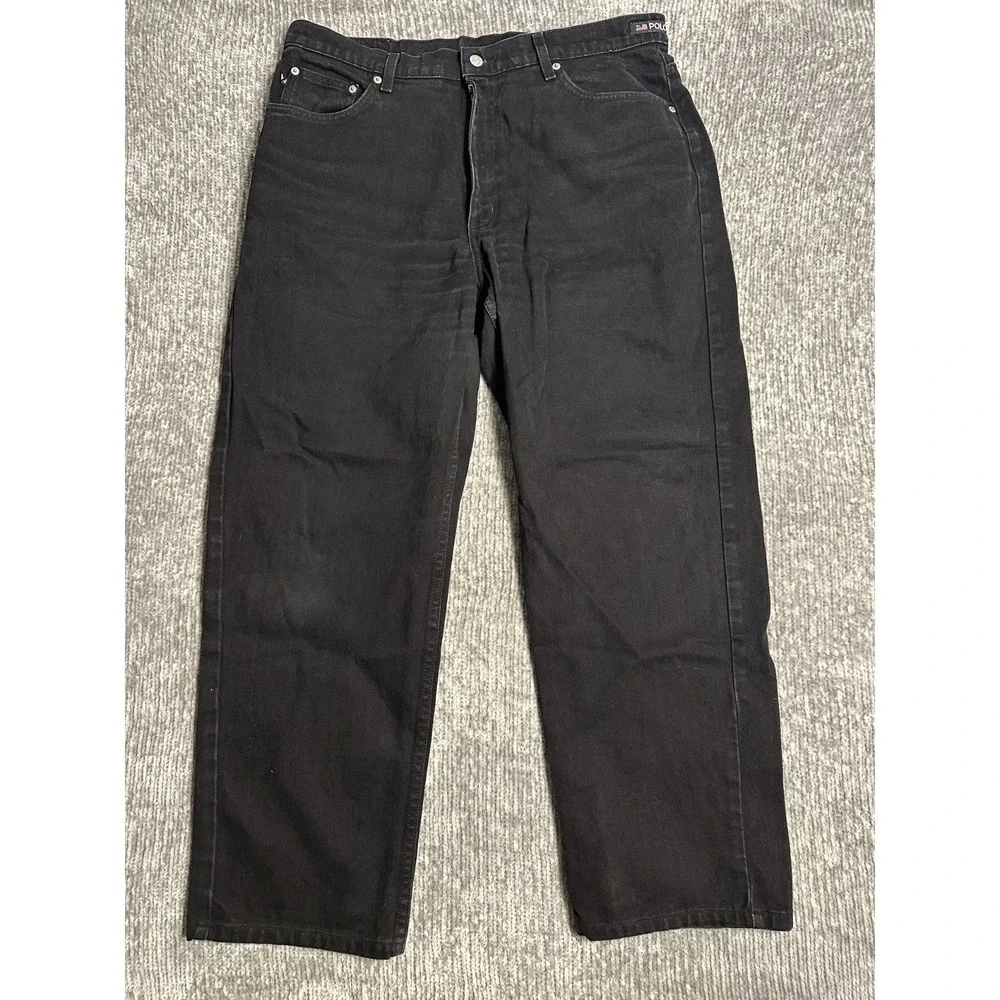Polo Jeans Co Jeans Mens 36x32 Black Loose Baggy Y2K Ralph Lauren Vintage 90's